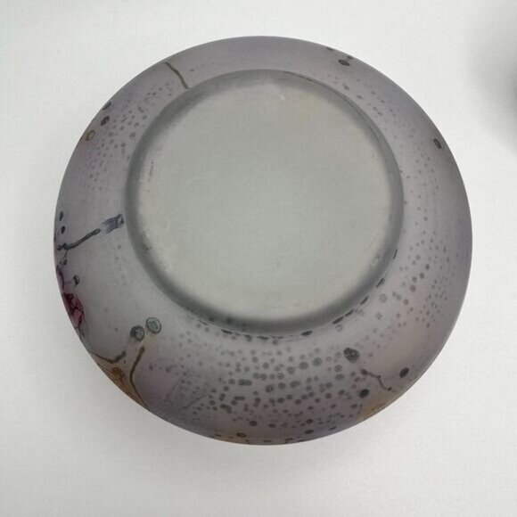 Vintage Handcrafted Blown Frosted Glass Jar Candy Dish Pastel Splatter Israel - Picture 4 of 5